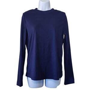 NEW Emery Rose Womens Long Sleeve Knit Tee Size M Navy Blue Crew Neck Soft Top